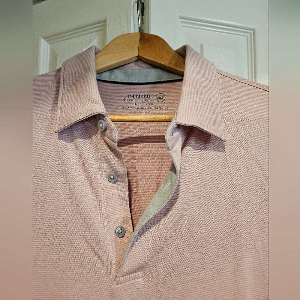 VINEYARD VINES Jim Nantz Stripe Stay Collar Short Sleeve Polo Shirt LARGE